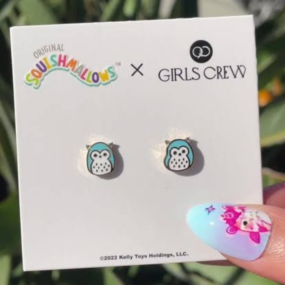 NEW! Squishmallows X Girls Crew Winston Owl Earrings